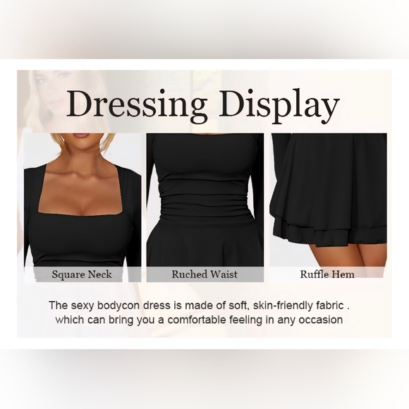 Kaximil Square Neck Rufle Hem Mini Dress #1026 - Picture 7 of 11